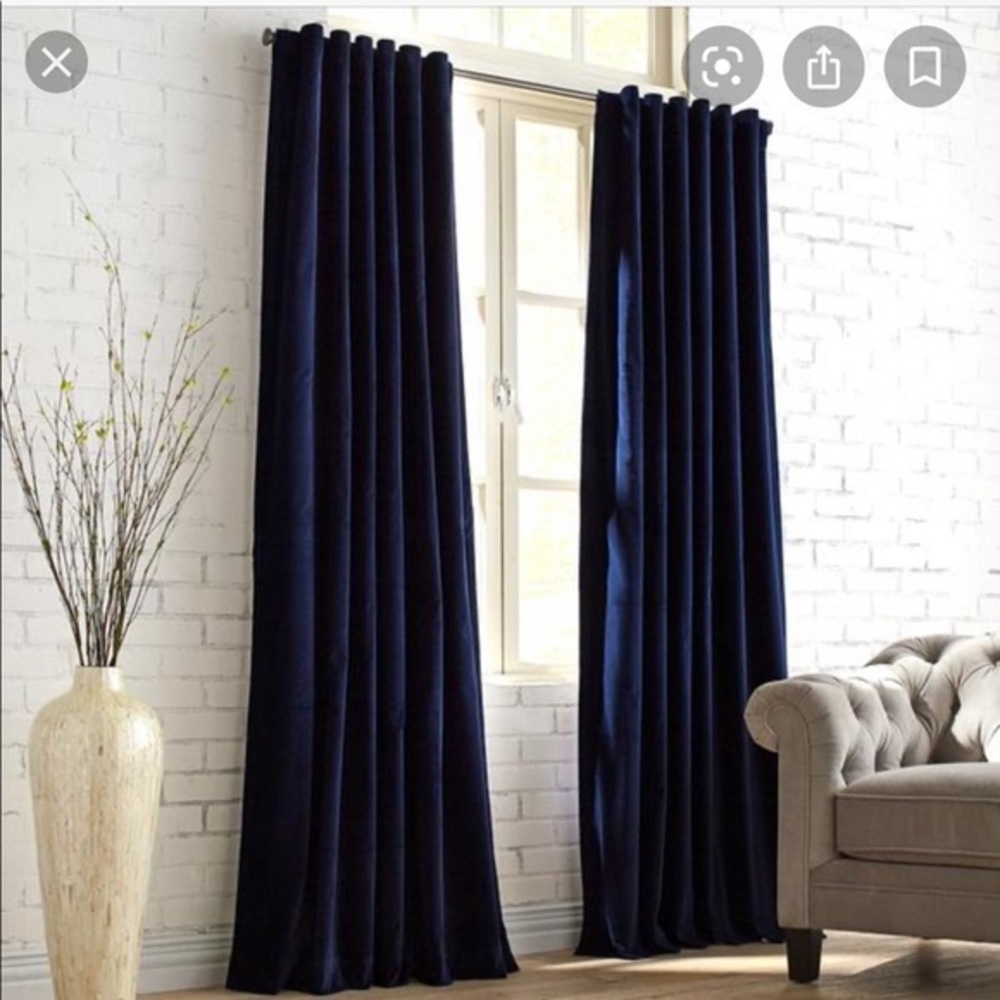 Pier 1 105” Velvet Curtains in Navy Blue
